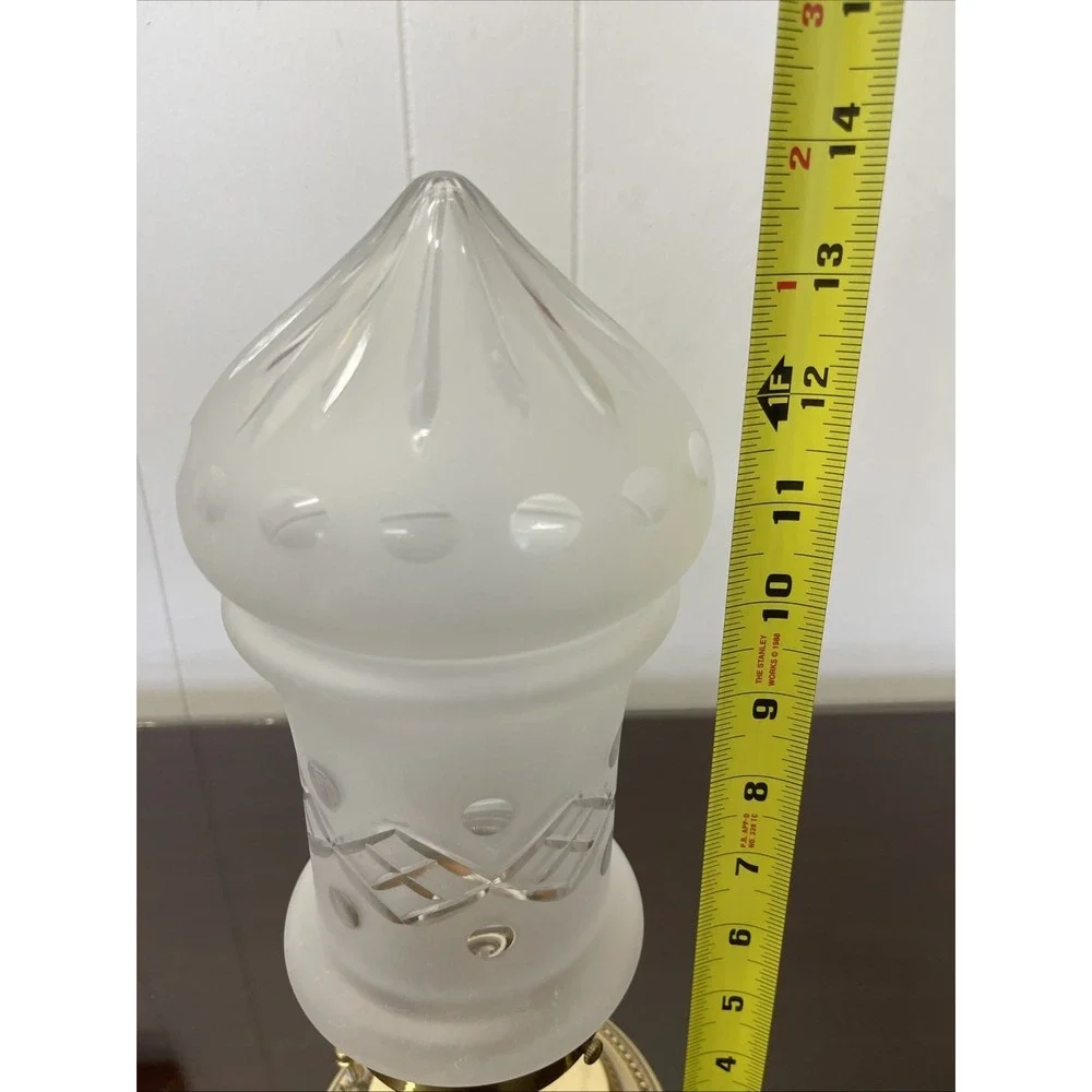 Vintage Flush Mount‎ Brass Ceiling Fixture Frosted Cut Glass Globe Shade